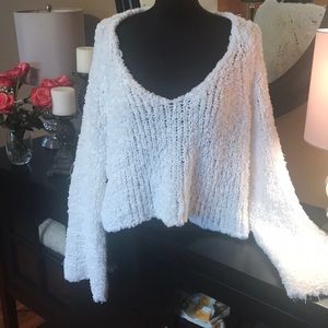 Free People Beautiful white cotton sweater